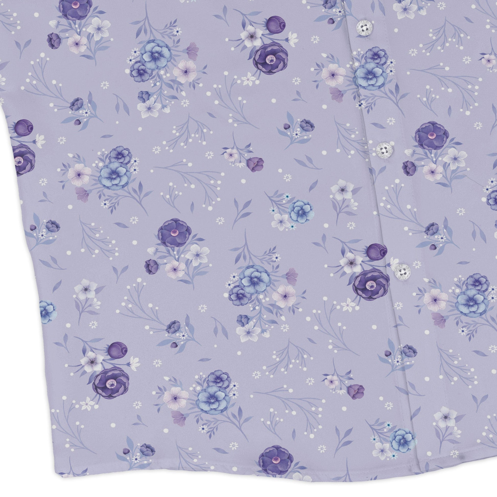 Periwinkle Rose Garden Long Sleeve Button Up Shirt corner