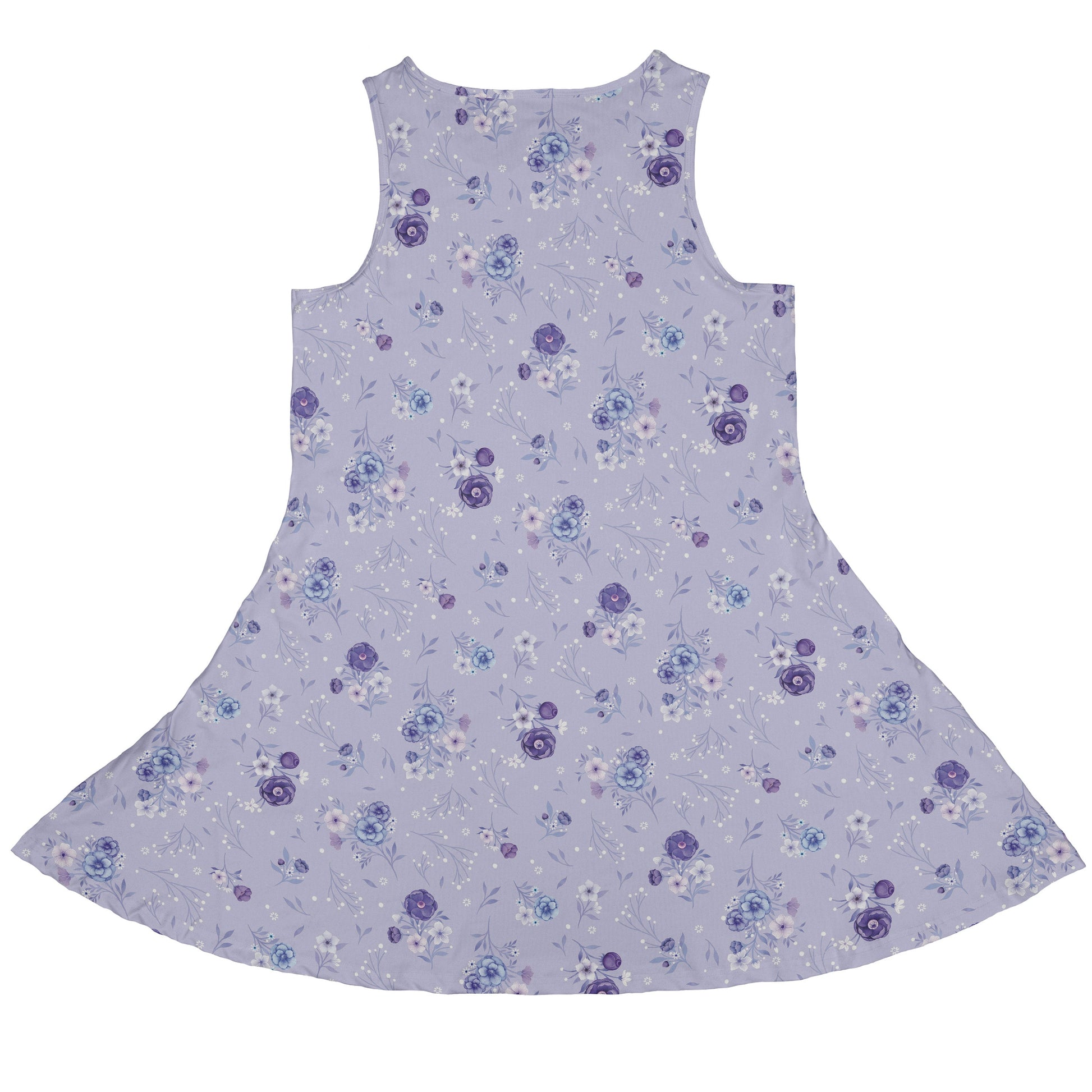 Periwinkle Rose Garden Sleeveless Dress back