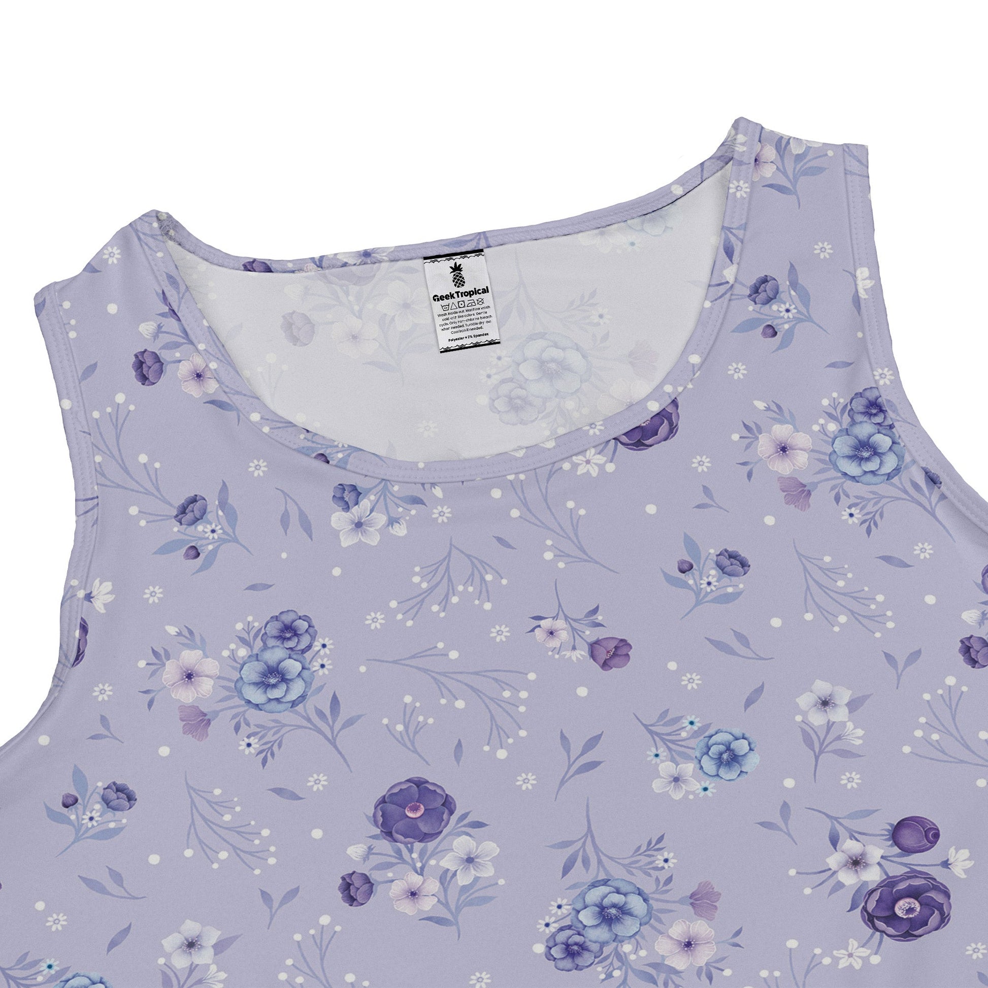 Periwinkle Rose Garden Sleeveless Dress close front