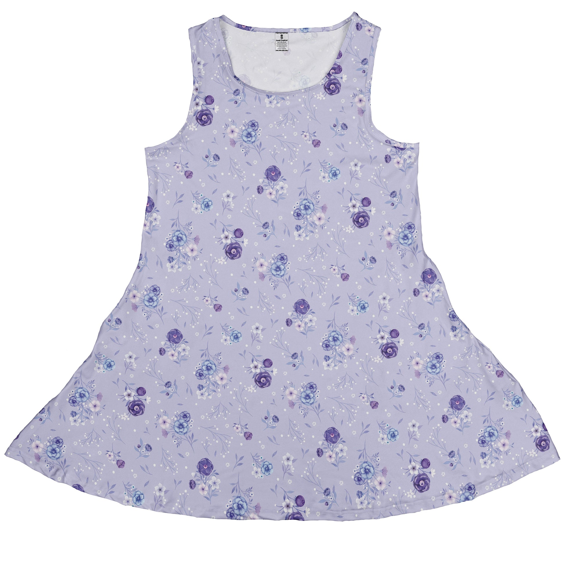 Periwinkle Rose Garden Sleeveless Dress front