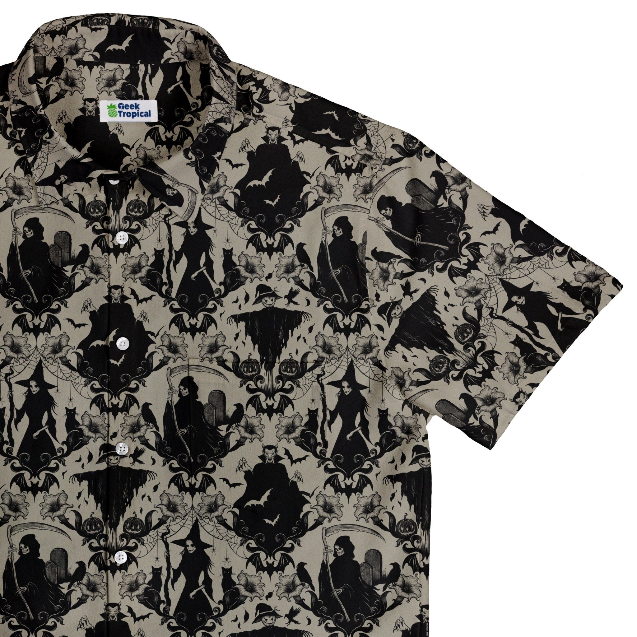 Phantom Flourish Button Up Shirt Geek Nerd 0925 adult sizing All Adult Button Up Shirts