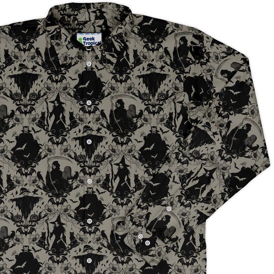 Phantom Flourish Long Sleeve Button Up Shirt Geek Nerd 0925 adult sizing All Adult Button Up Shirts