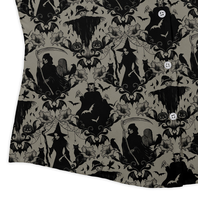 Phantom Flourish Curvy Button Up Shirt Geek Nerd 0925 All Adult Button Up Shirts Botany Print