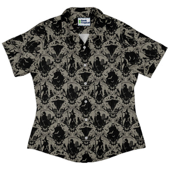 Phantom Flourish Curvy Button Up Shirt Geek Nerd 0925 All Adult Button Up Shirts Botany Print