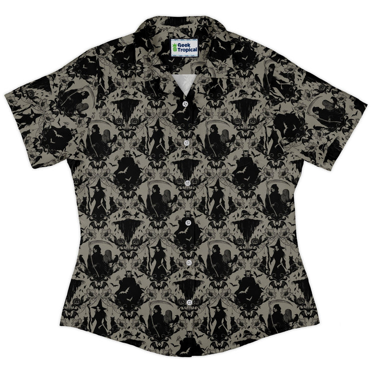 Phantom Flourish Curvy Button Up Shirt Geek Nerd 0925 All Adult Button Up Shirts Botany Print