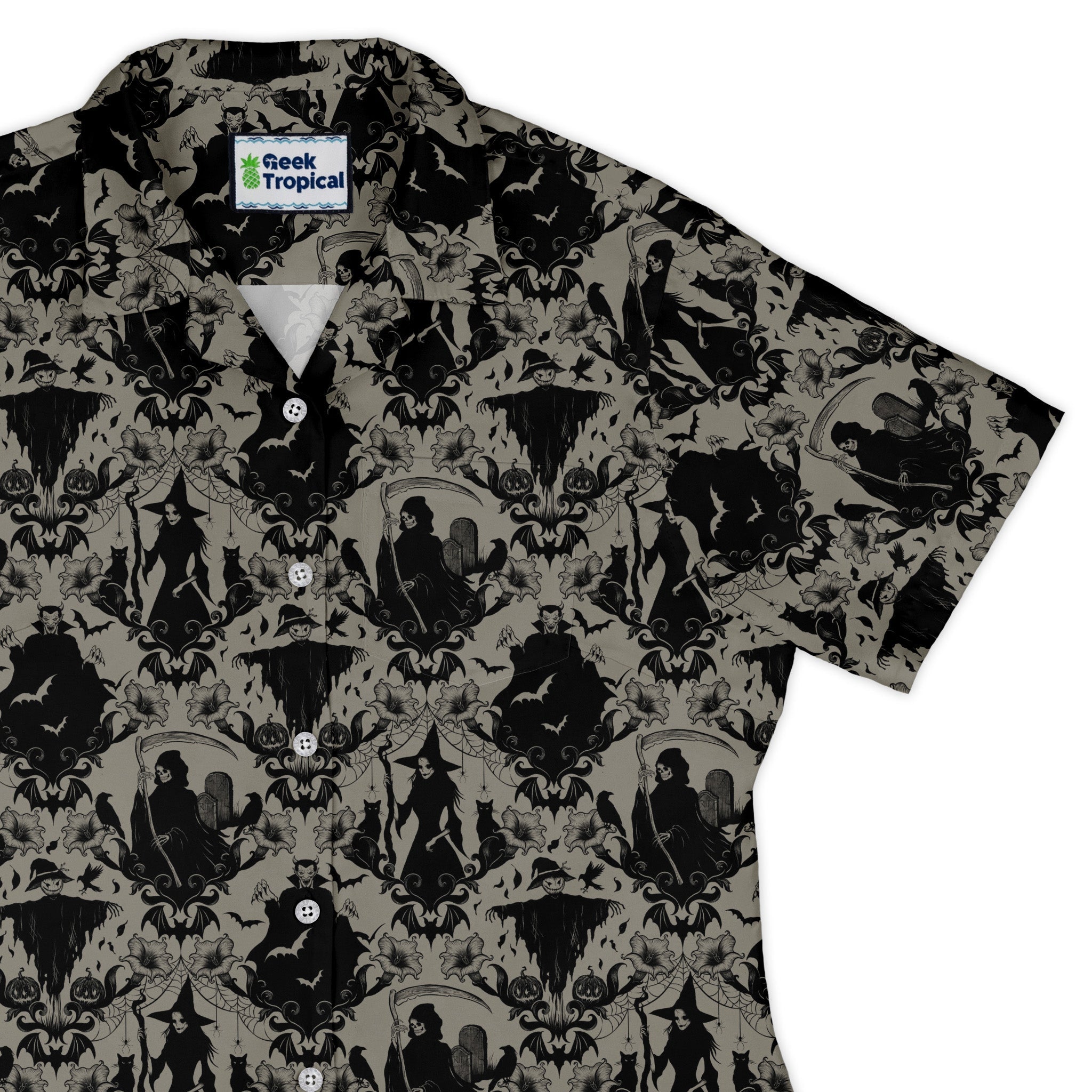 Phantom Flourish Curvy Button Up Shirt Geek Nerd 0925 All Adult Button Up Shirts Botany Print