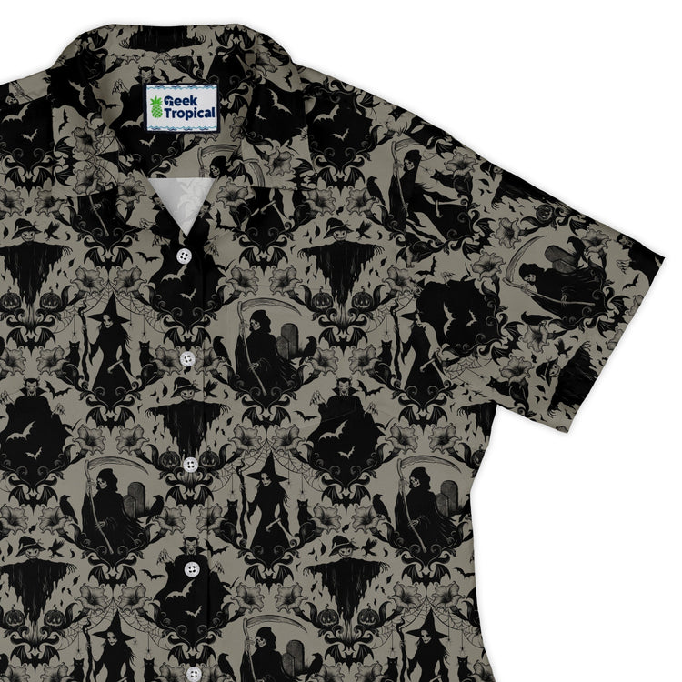 Phantom Flourish Curvy Button Up Shirt Geek Nerd 0925 All Adult Button Up Shirts Botany Print