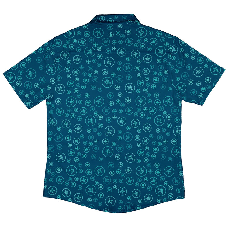 Pi 3.14 Math Blue Button Up Shirt - adult sizing - mathematics print -
