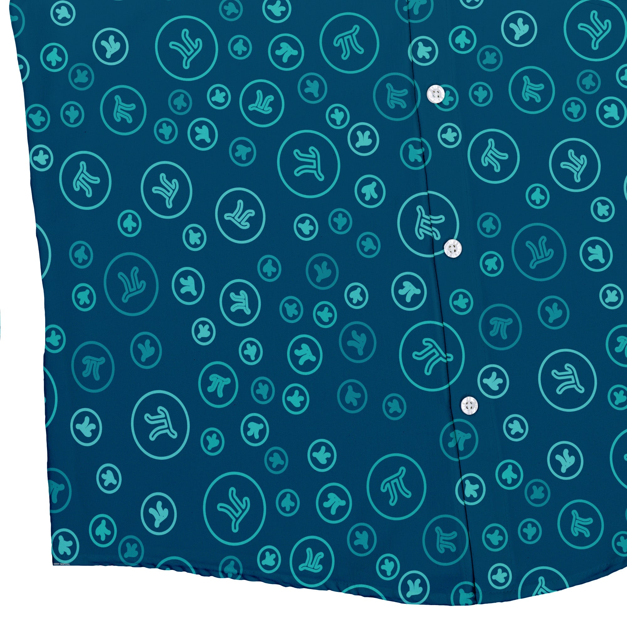 Pi 3.14 Math Blue Button Up Shirt - adult sizing - mathematics print -