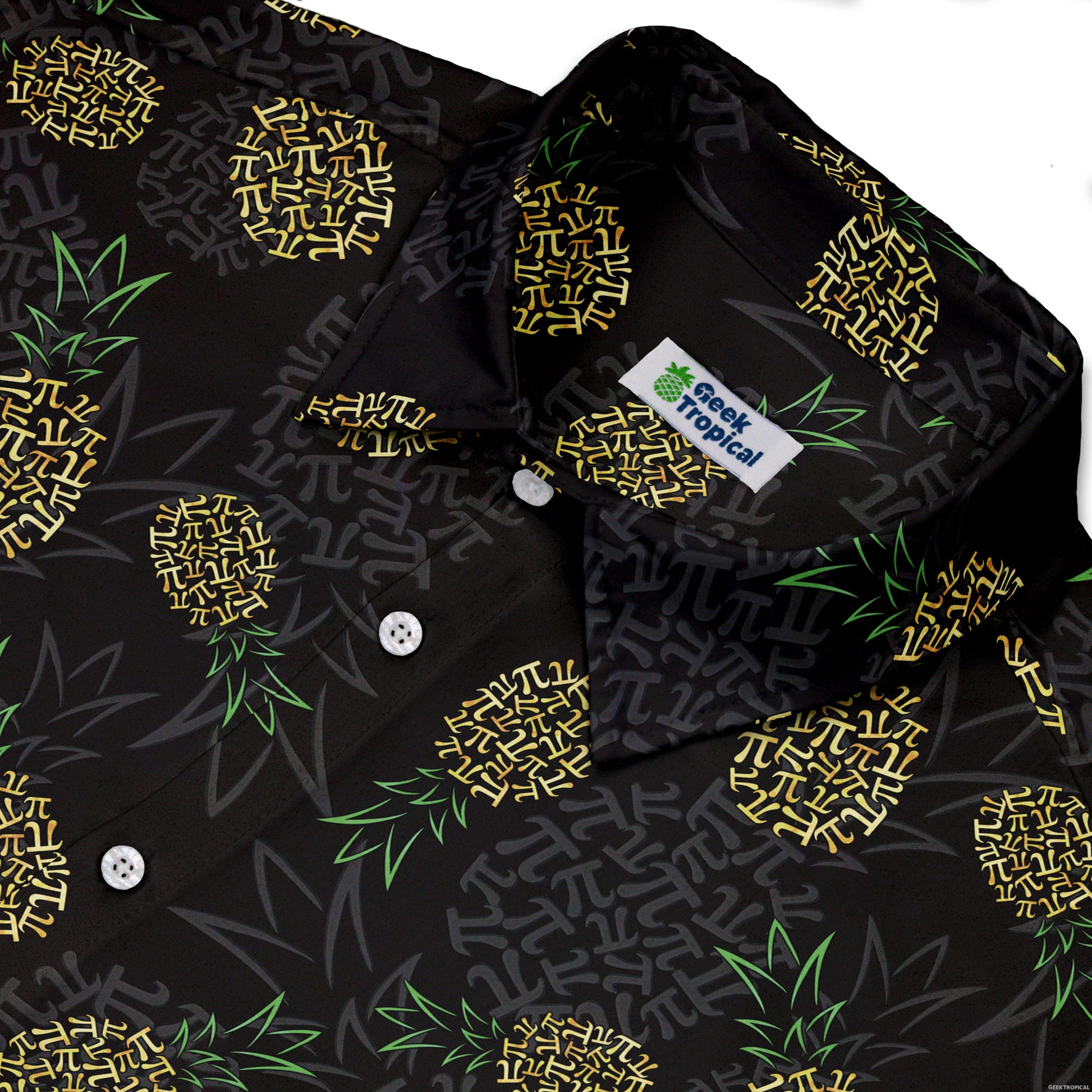 Pi Napple Black Button Up Shirt Neck