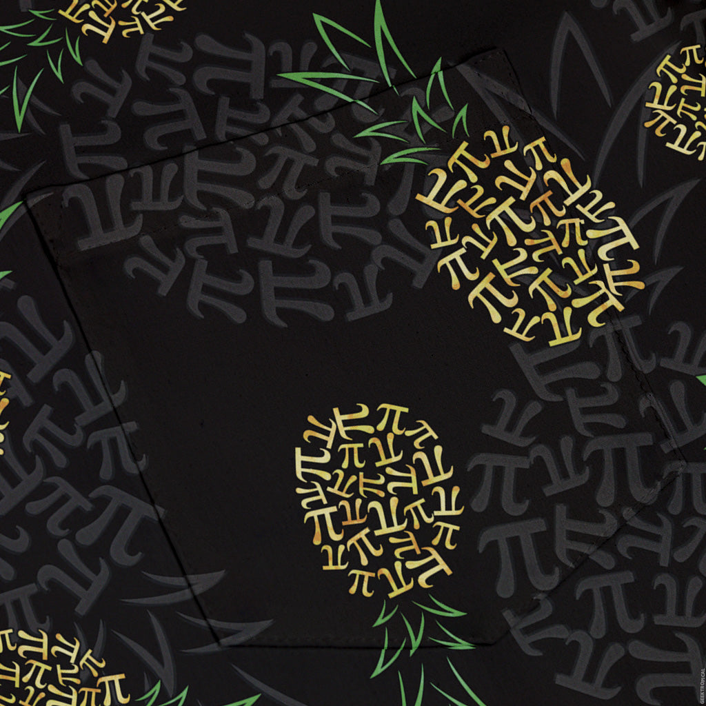 Pi Napple Black Button Up Shirt Pocket