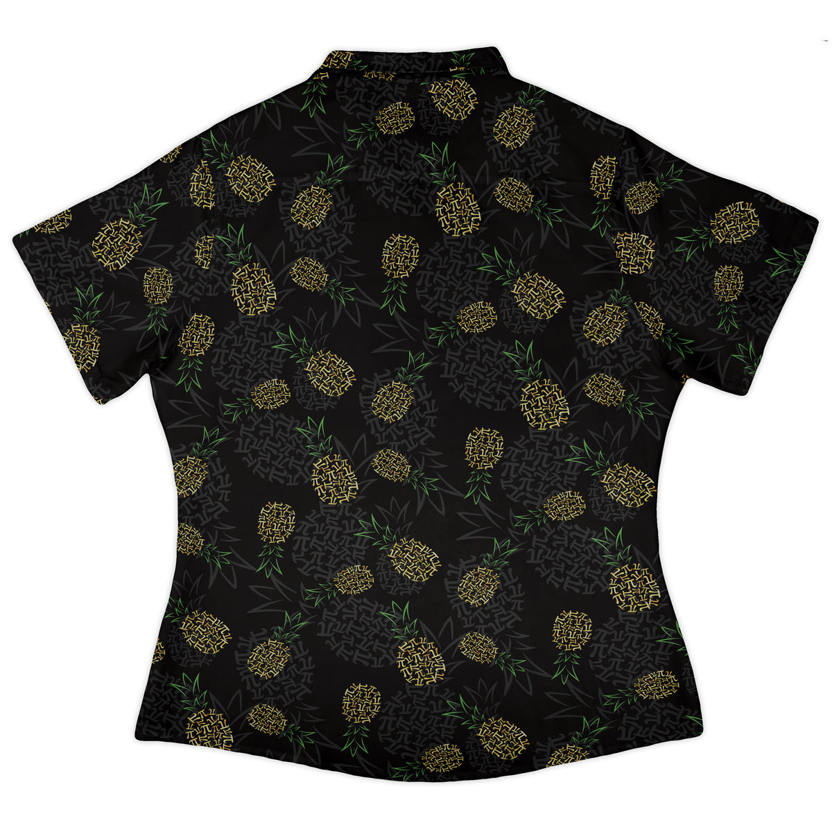 Pi Napple Black Curvy Button Up Shirt womens back