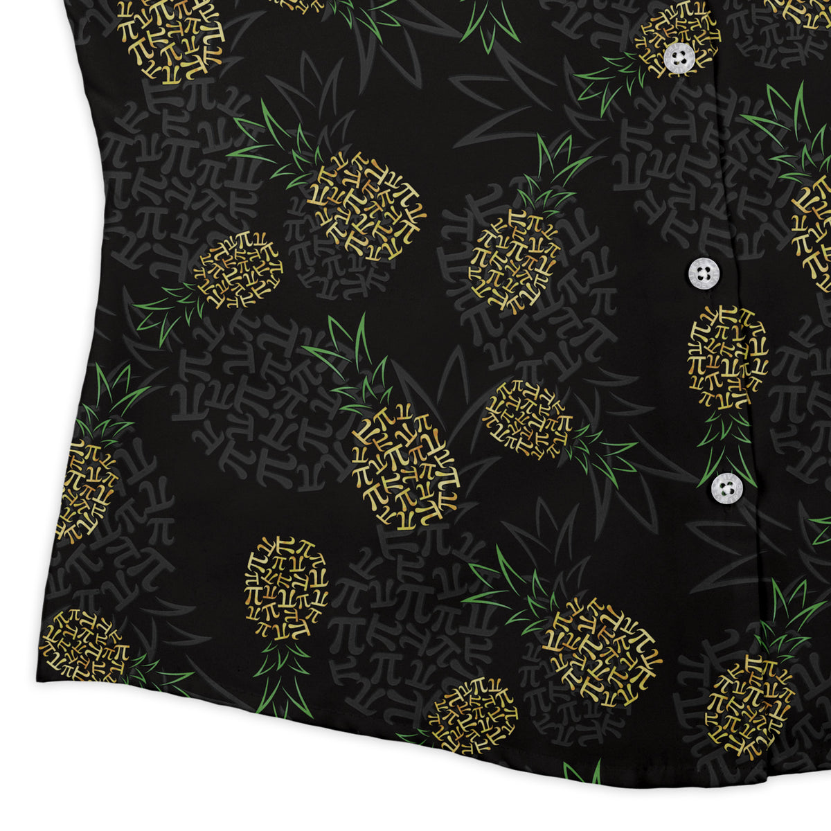Pi Napple Black Curvy Button Up Shirt womens corner