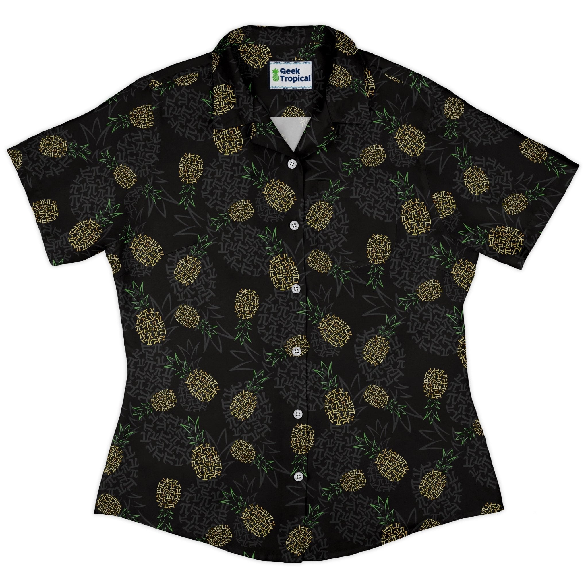 Pi Napple Black Curvy Button Up Shirt 2