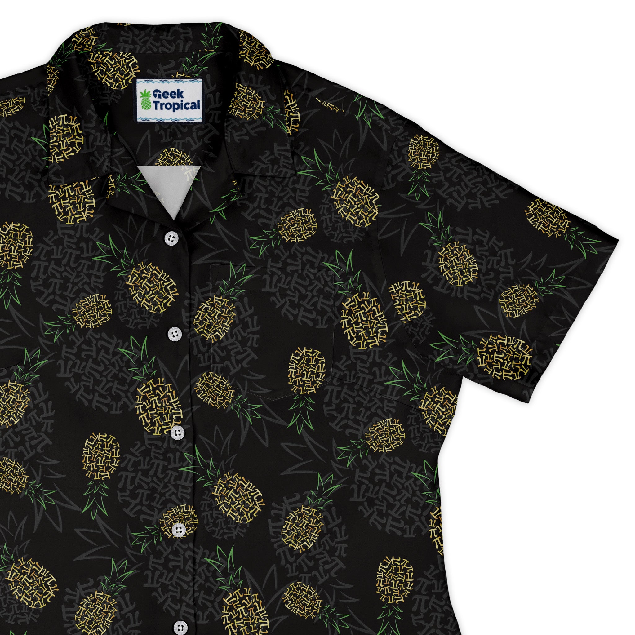 Pi Napple Black Curvy Button Up Shirt womens top right