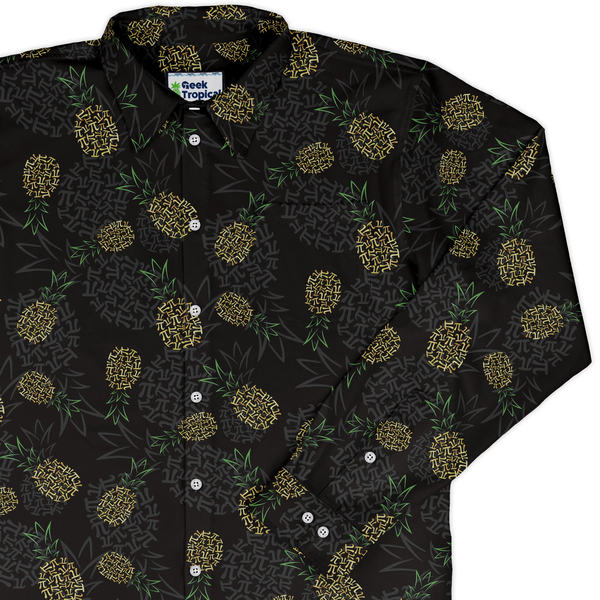 Pi Napple Black Long Sleeve Button Up Shirt 1