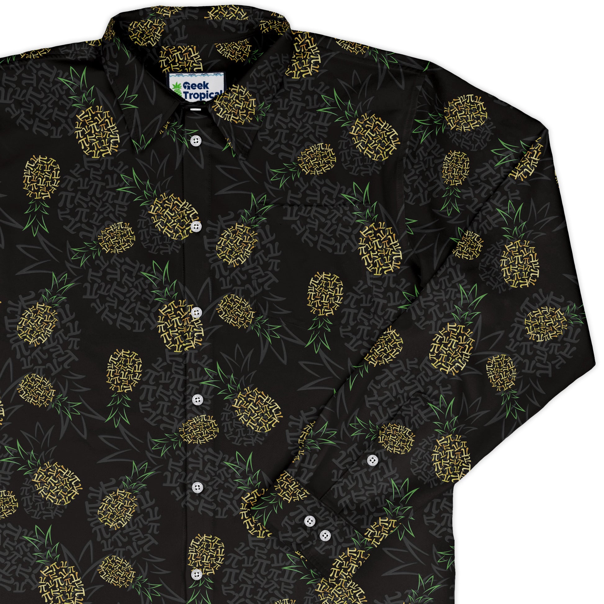 Pi Napple Black Long Sleeve Button Up Shirt 1