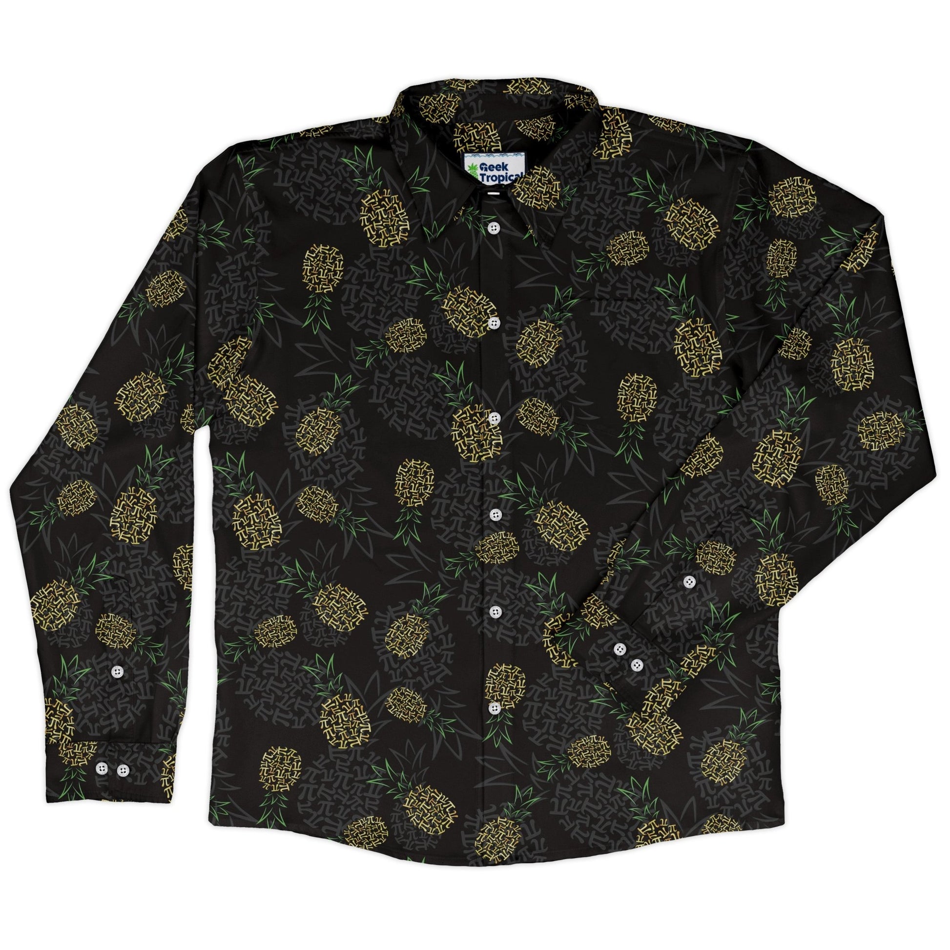 Pi Napple Black Long Sleeve Button Up Shirt 5