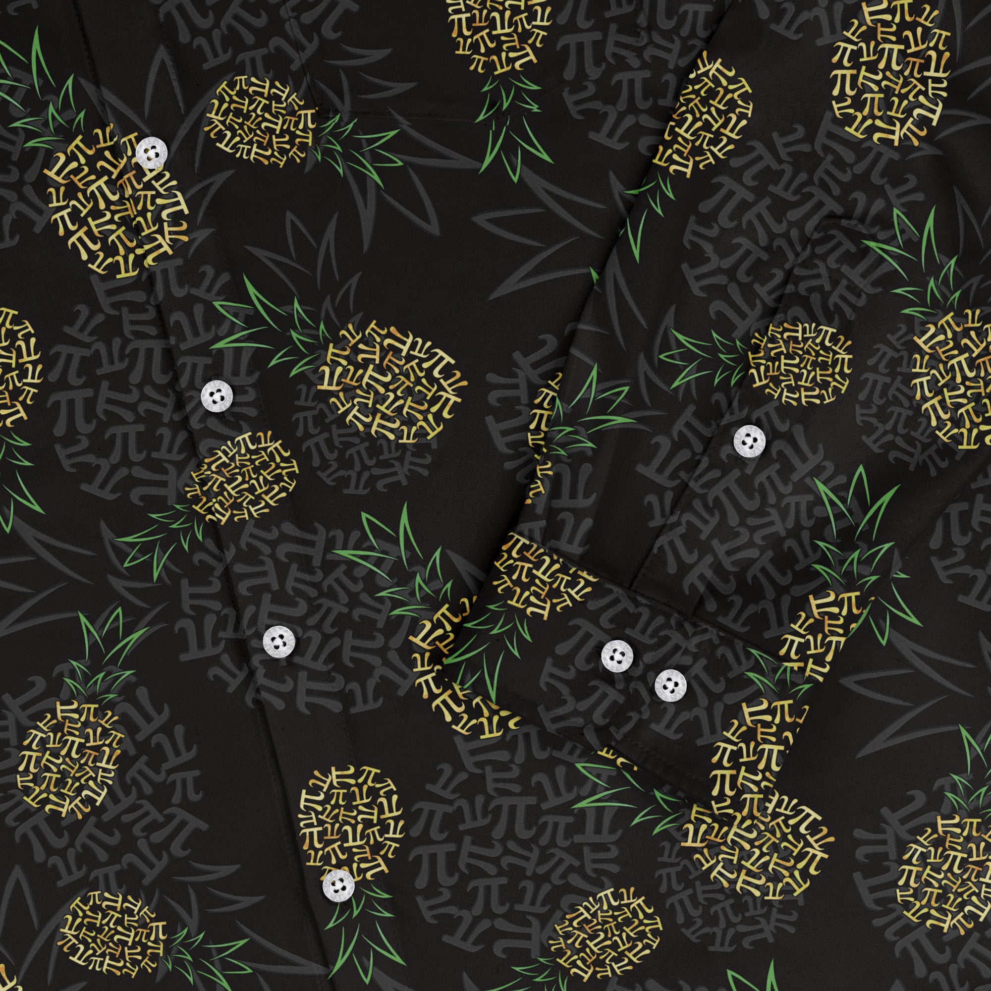 Pi Napple Black Long Sleeve Button Up Shirt 2