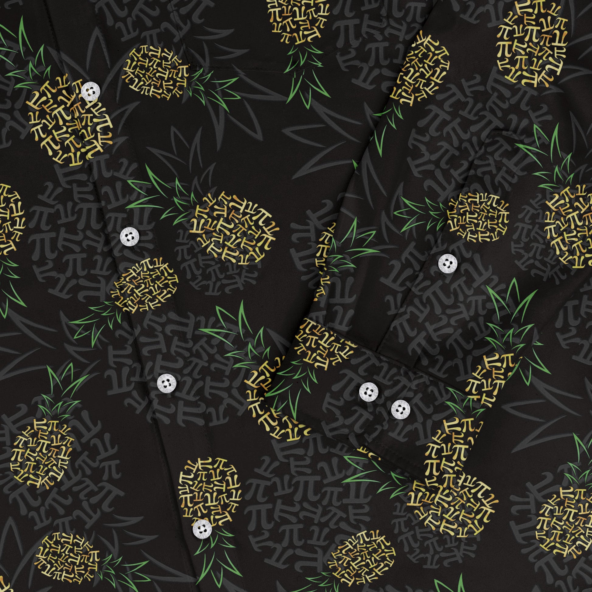 Pi Napple Black Long Sleeve Button Up Shirt 2