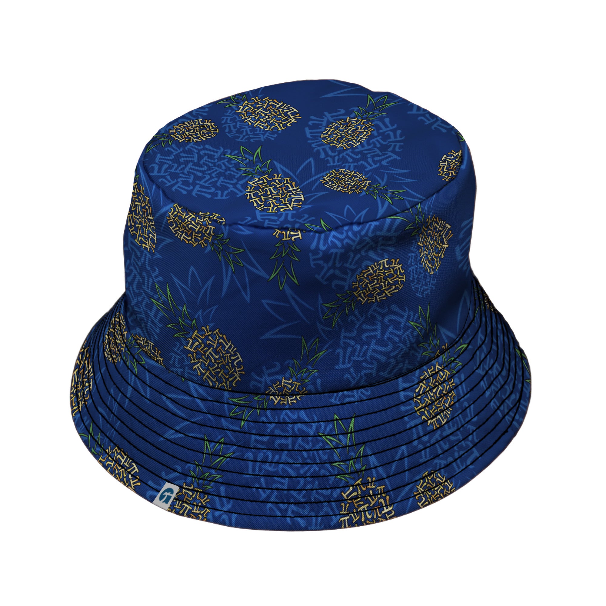 Pi Napple Blue Bucket Hat Black Stitching