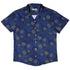 Pi Napple Blue Button Up Shirt Hawaiian Front