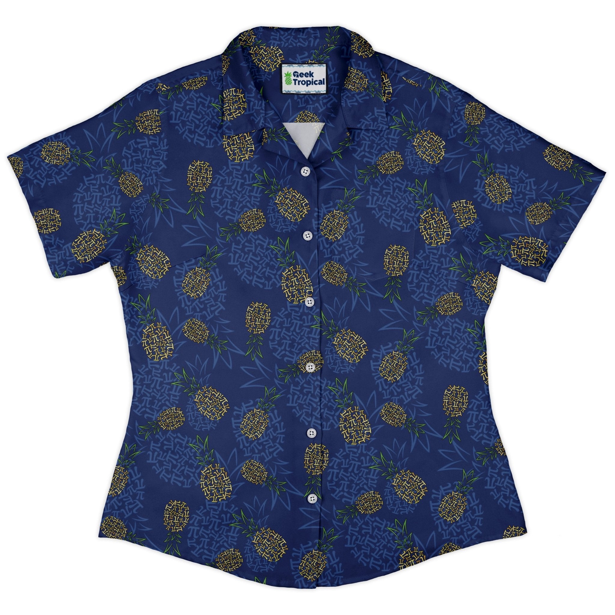 Pi Napple Blue Curvy Button Up Shirt 2