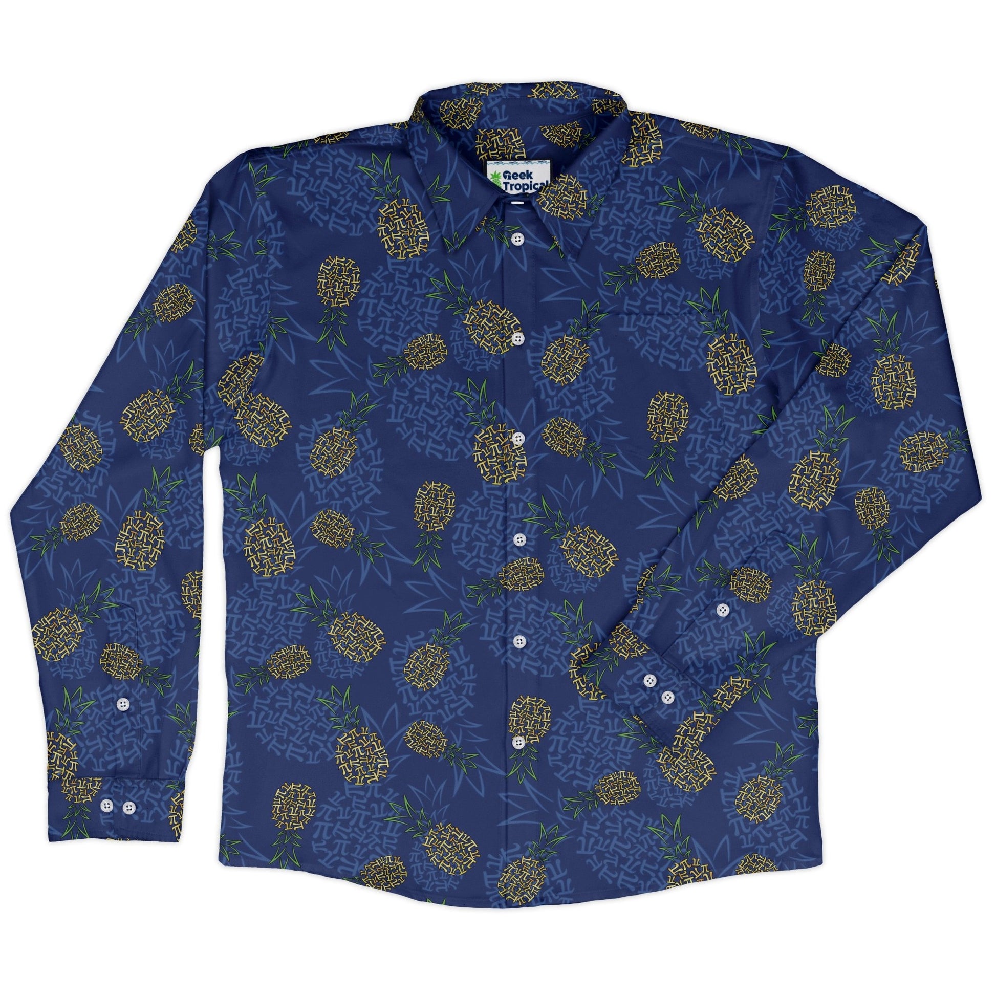 Pi Napple Blue Long Sleeve Button Up Shirt 5