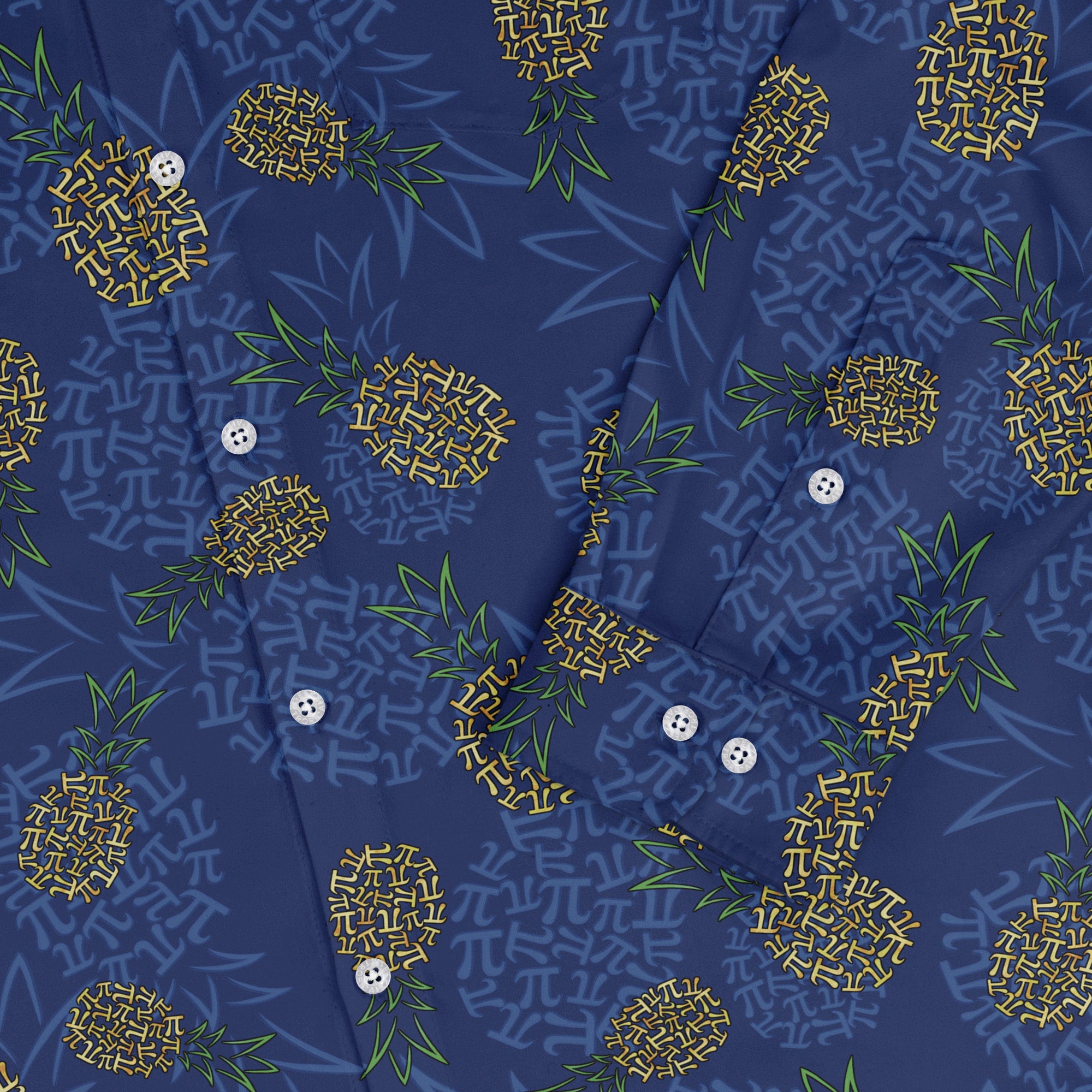 Pi Napple Blue Long Sleeve Button Up Shirt 2