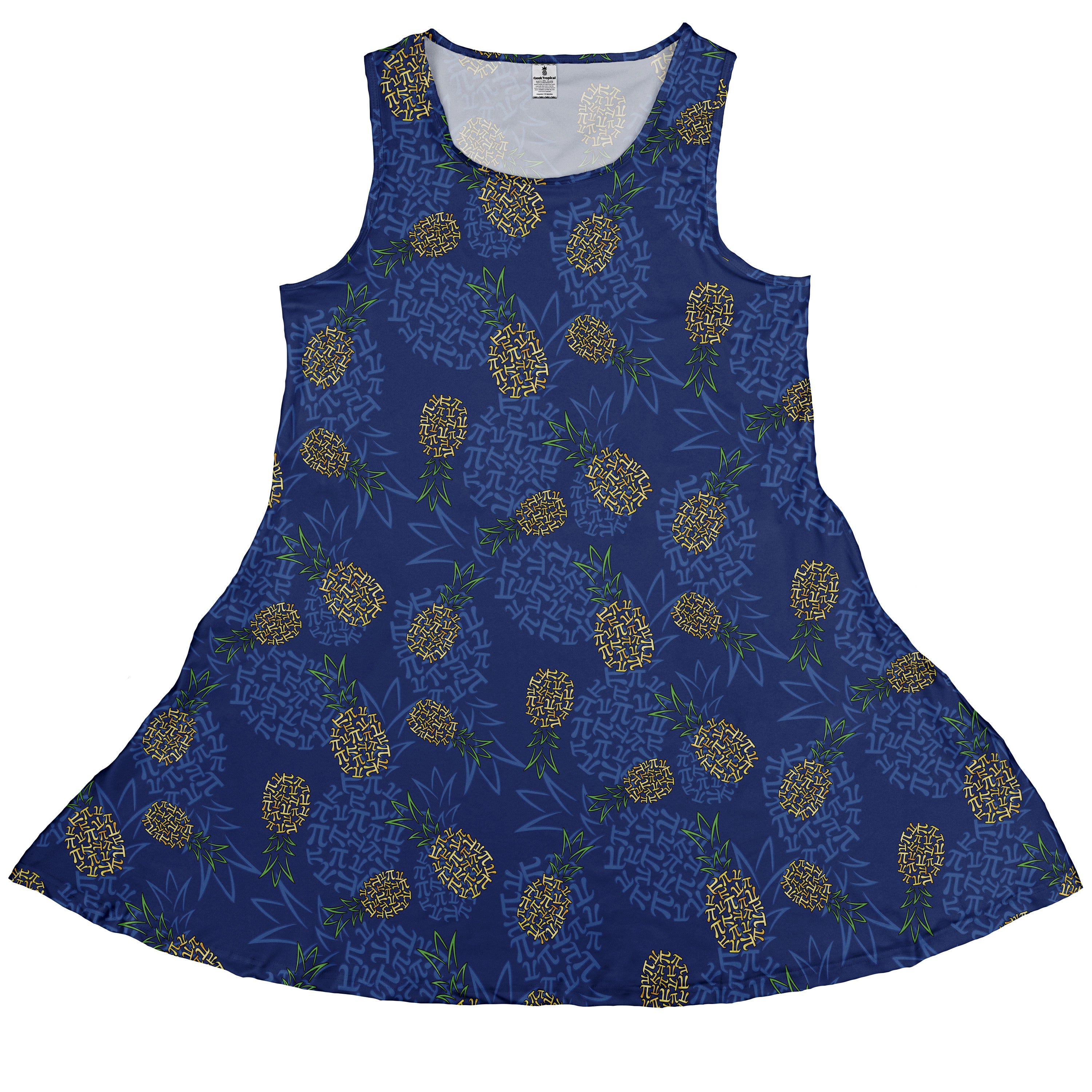 Pi Napple Blue Sleeveless Dress front