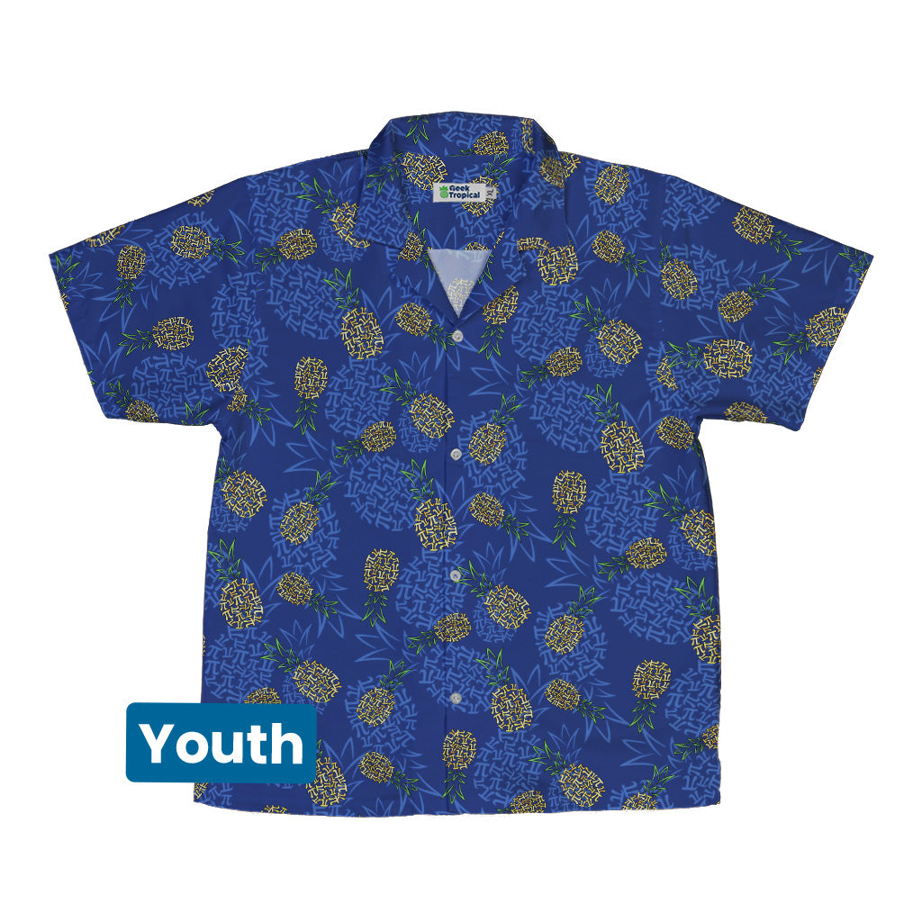 Pi Napple Blue Youth Hawaiian Shirt Front