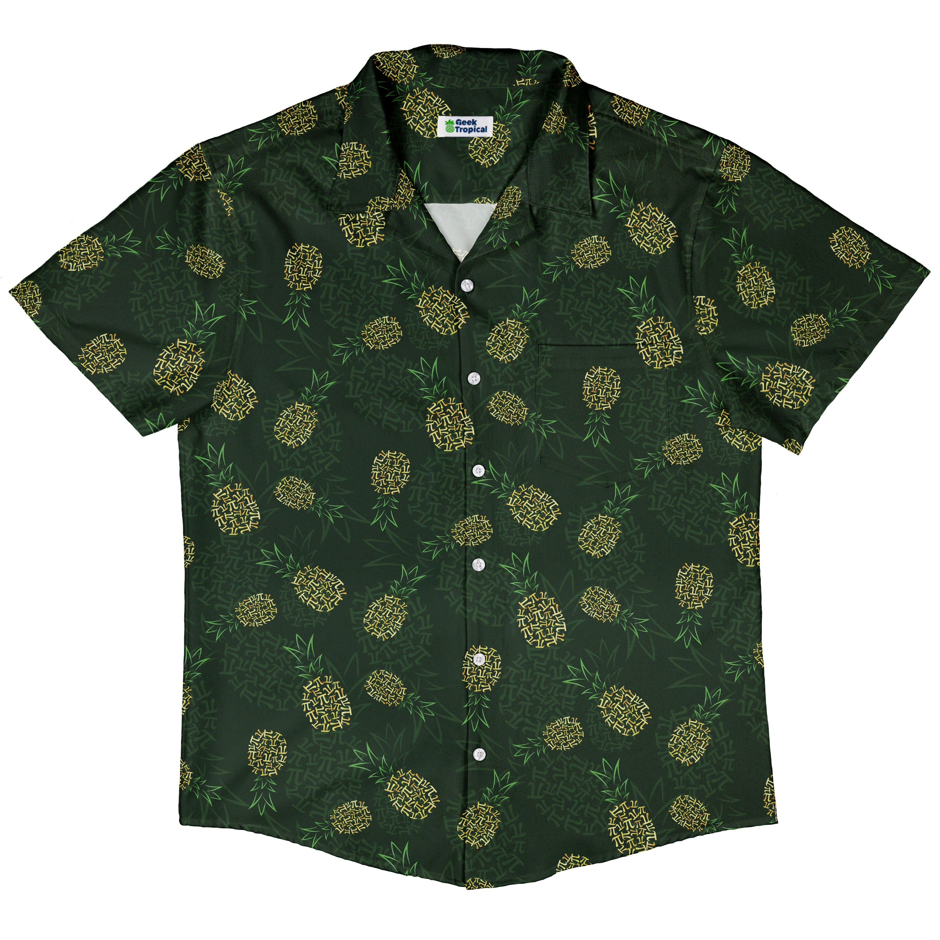 Pi Napple Green Button Up Shirt Hawaiian Front