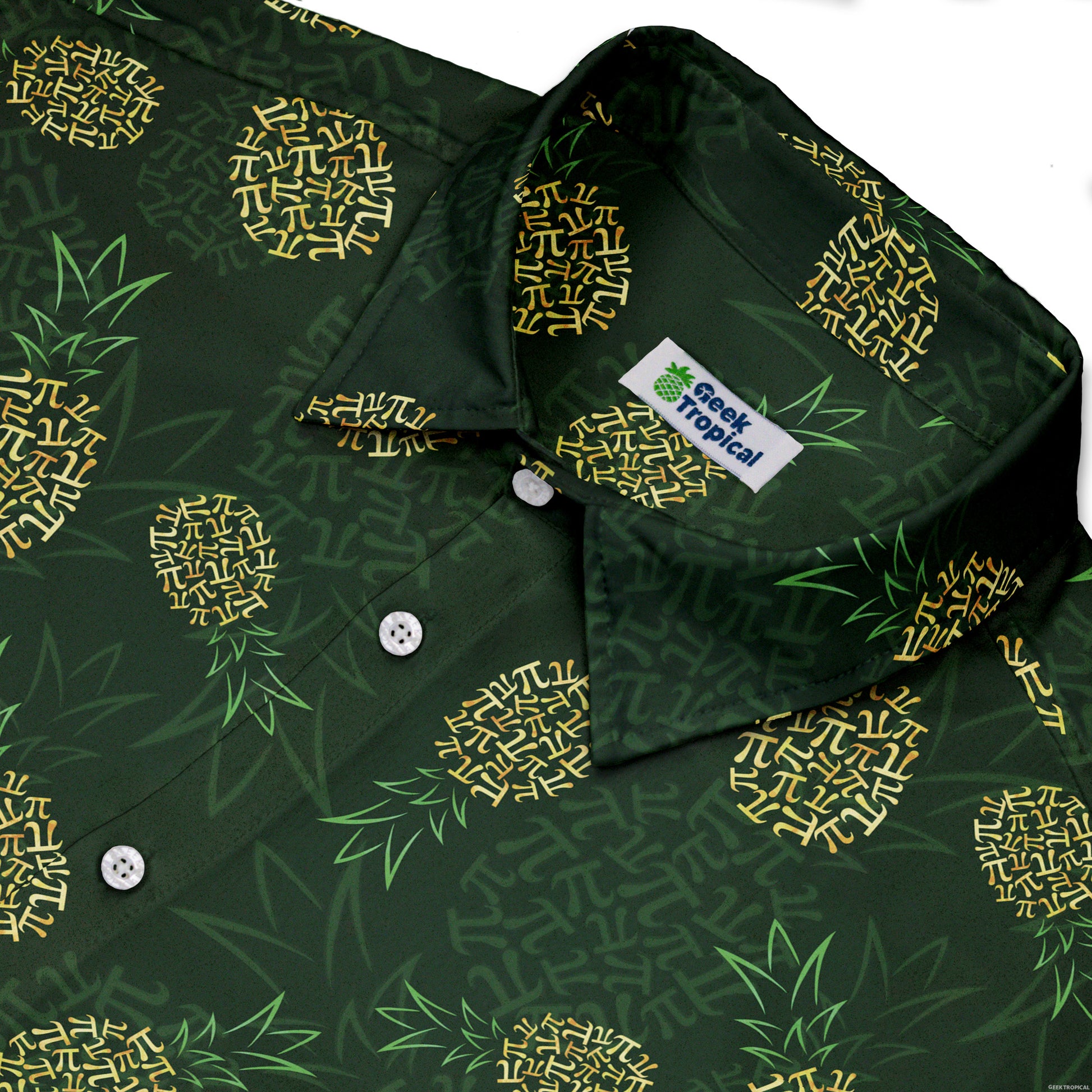 Pi Napple Green Button Up Shirt Neck