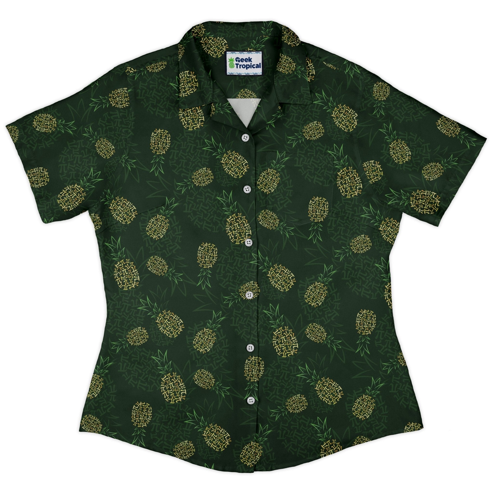 Pi Napple Green Curvy Button Up Shirt 2
