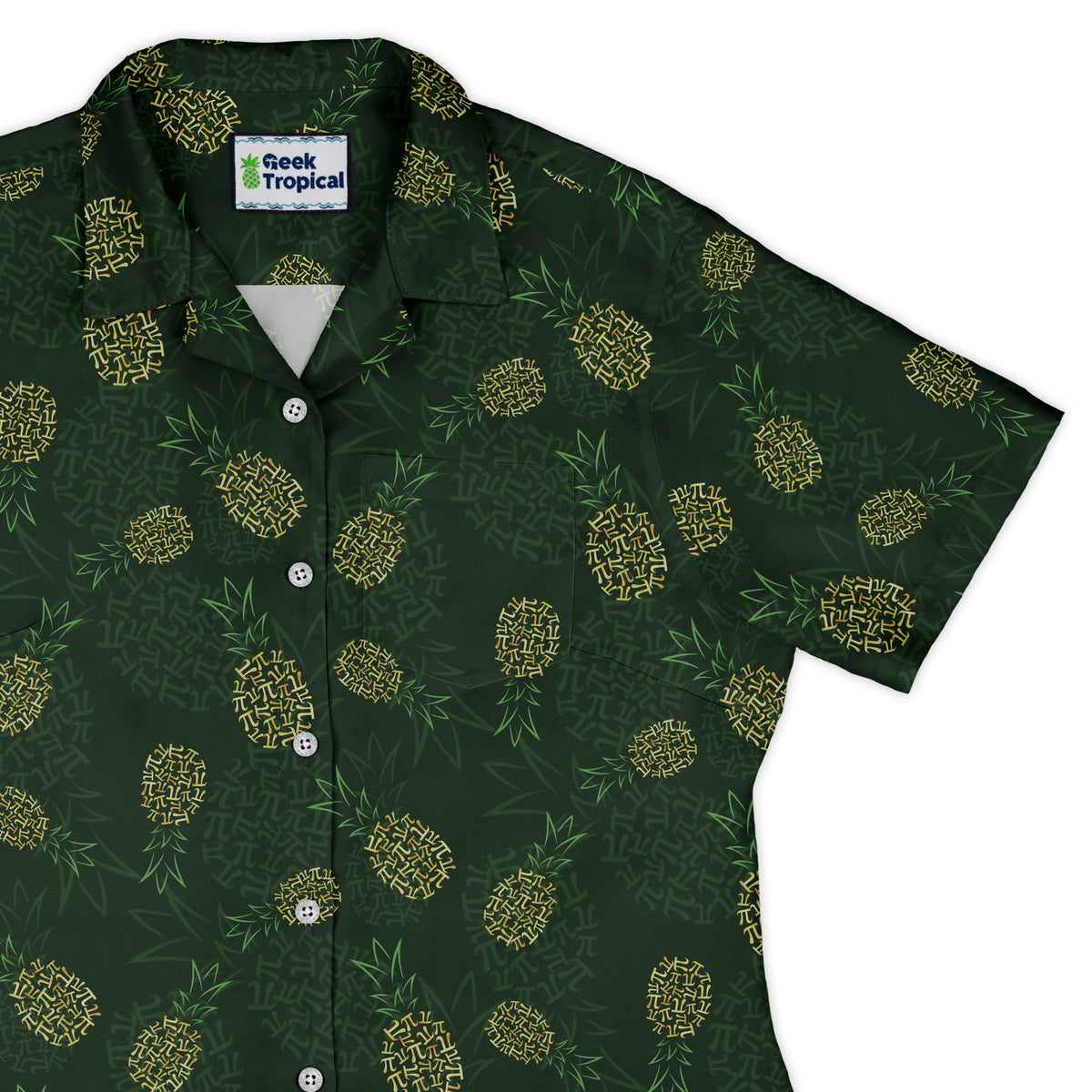 Pi Napple Green Curvy Button Up Shirt womens top right