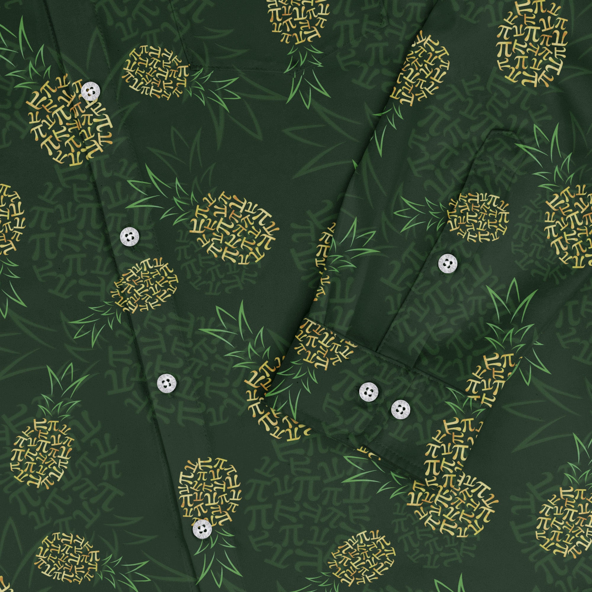 Pi Napple Green Long Sleeve Button Up Shirt 2