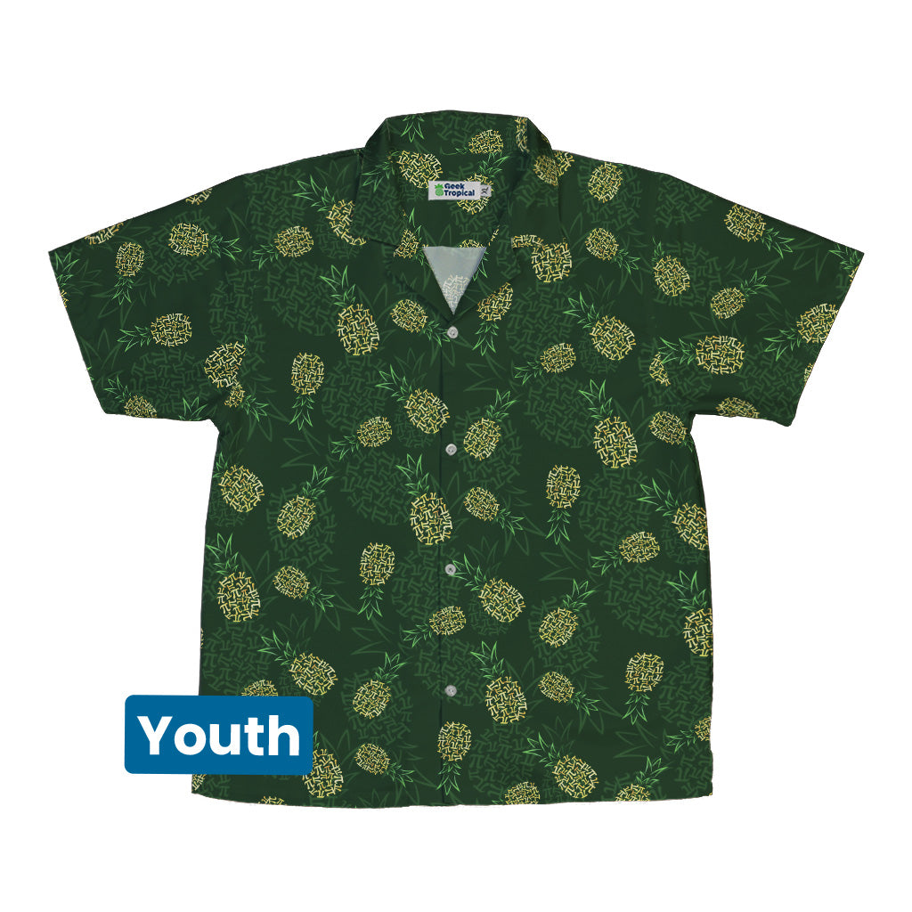 Pi Napple Green Youth Hawaiian Shirt Front