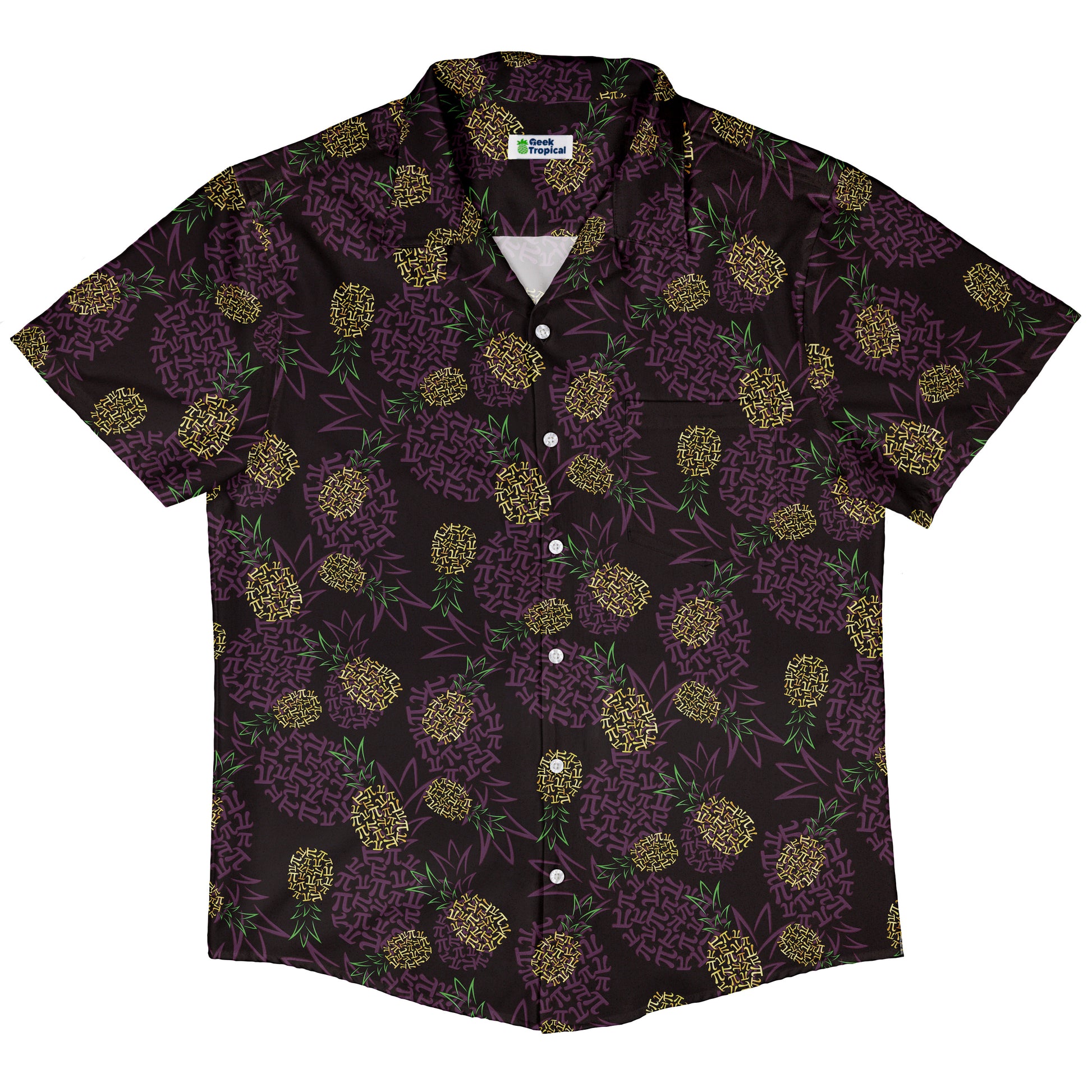 Pi Napple Midnight Button Up Shirt Hawaiian Front