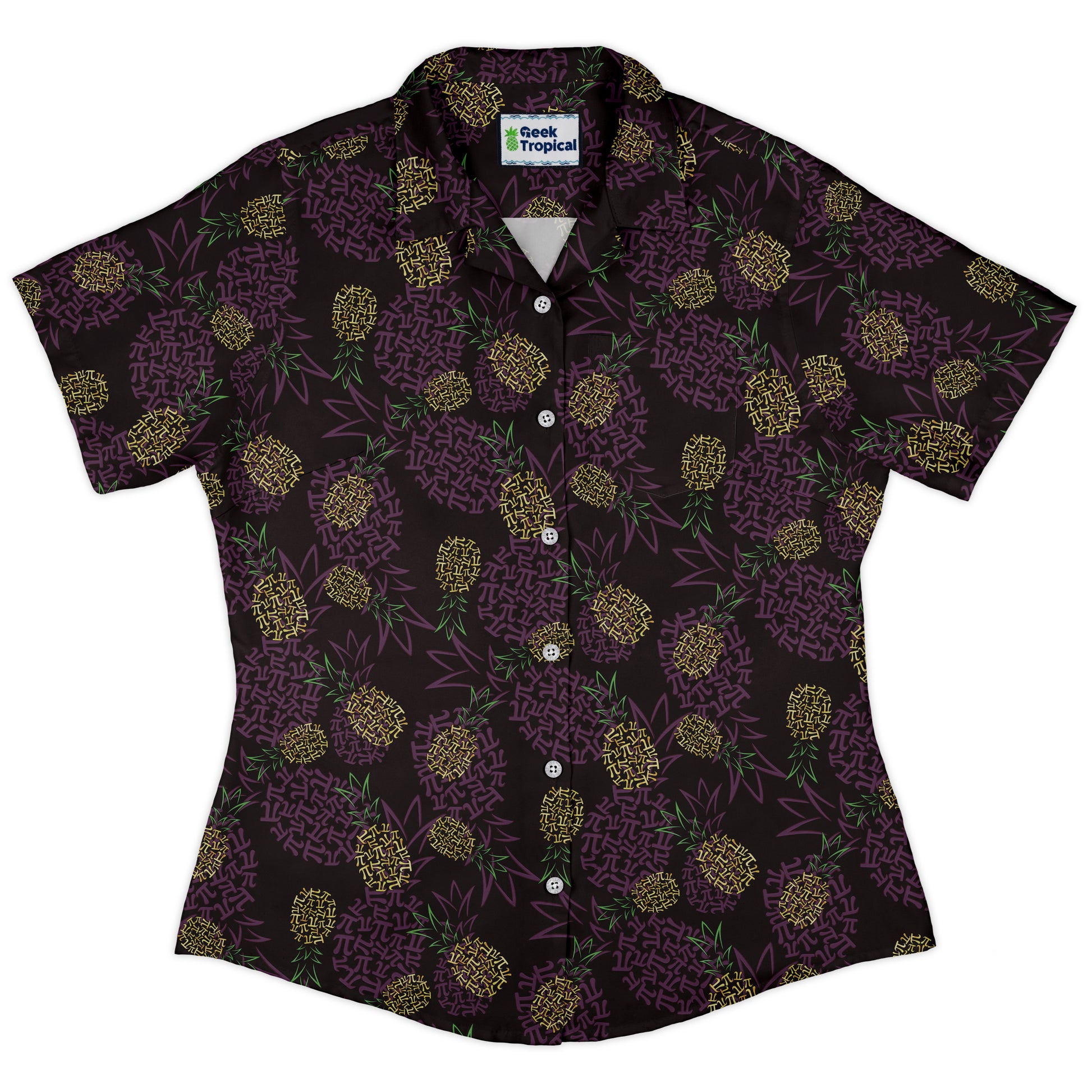 Pi Napple Midnight Curvy Button Up Shirt womens front