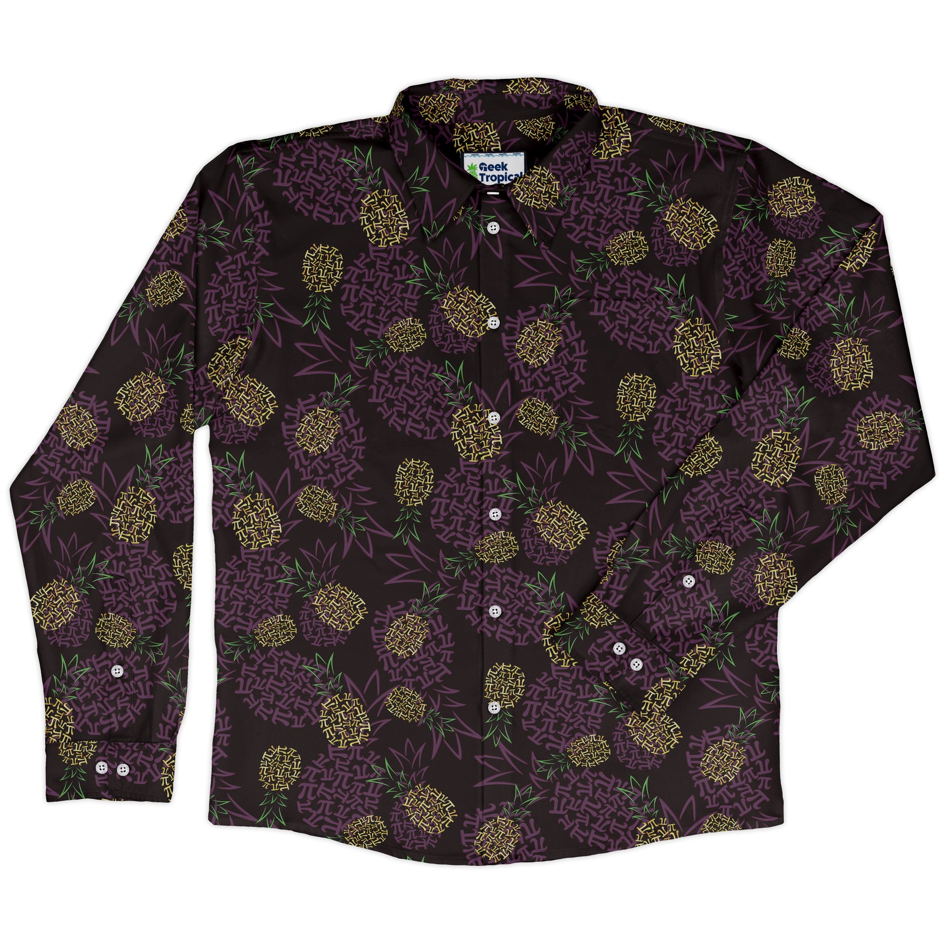 Pi Napple Midnight Long Sleeve Button Up Shirt front