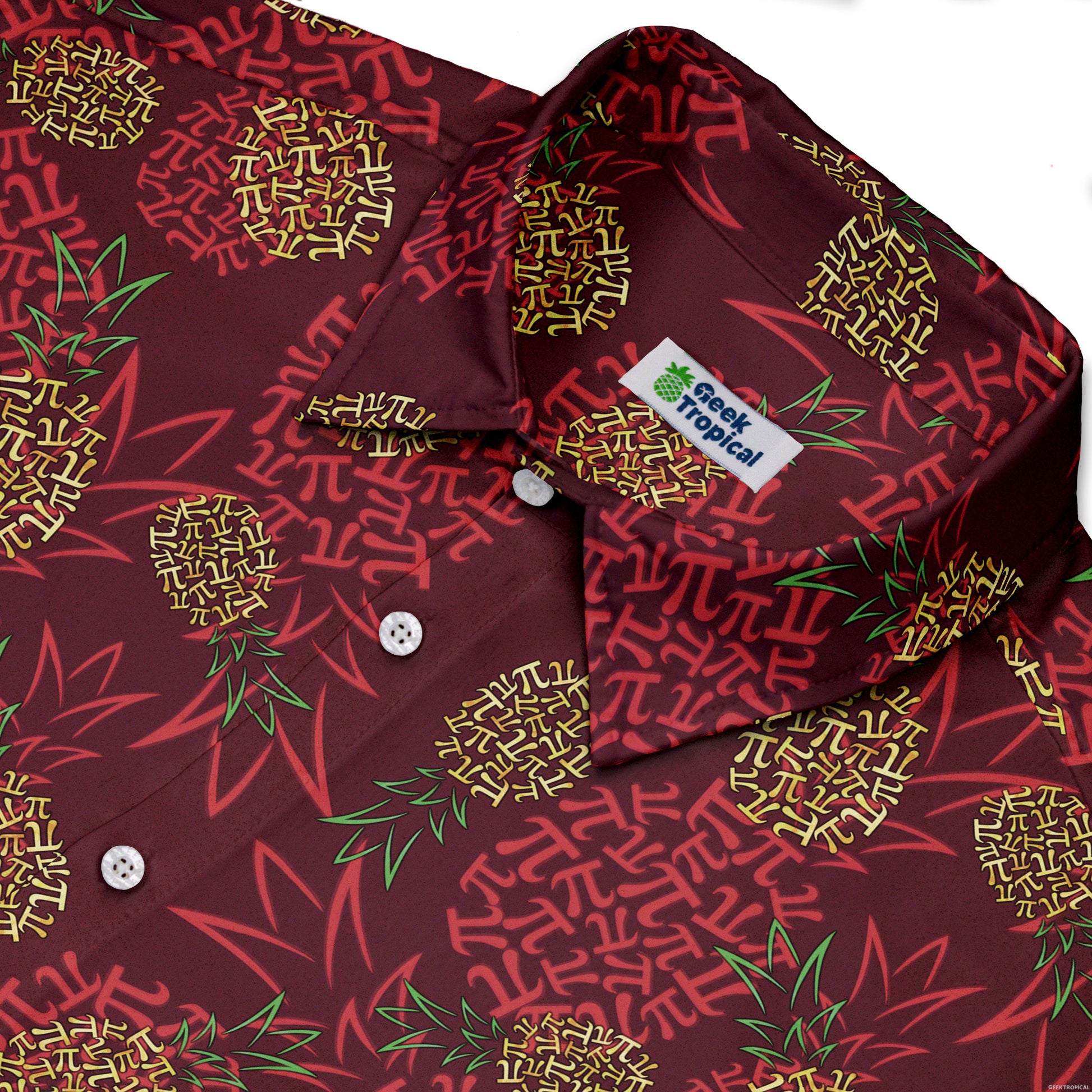 Pi Napple Red Button Up Shirt Neck