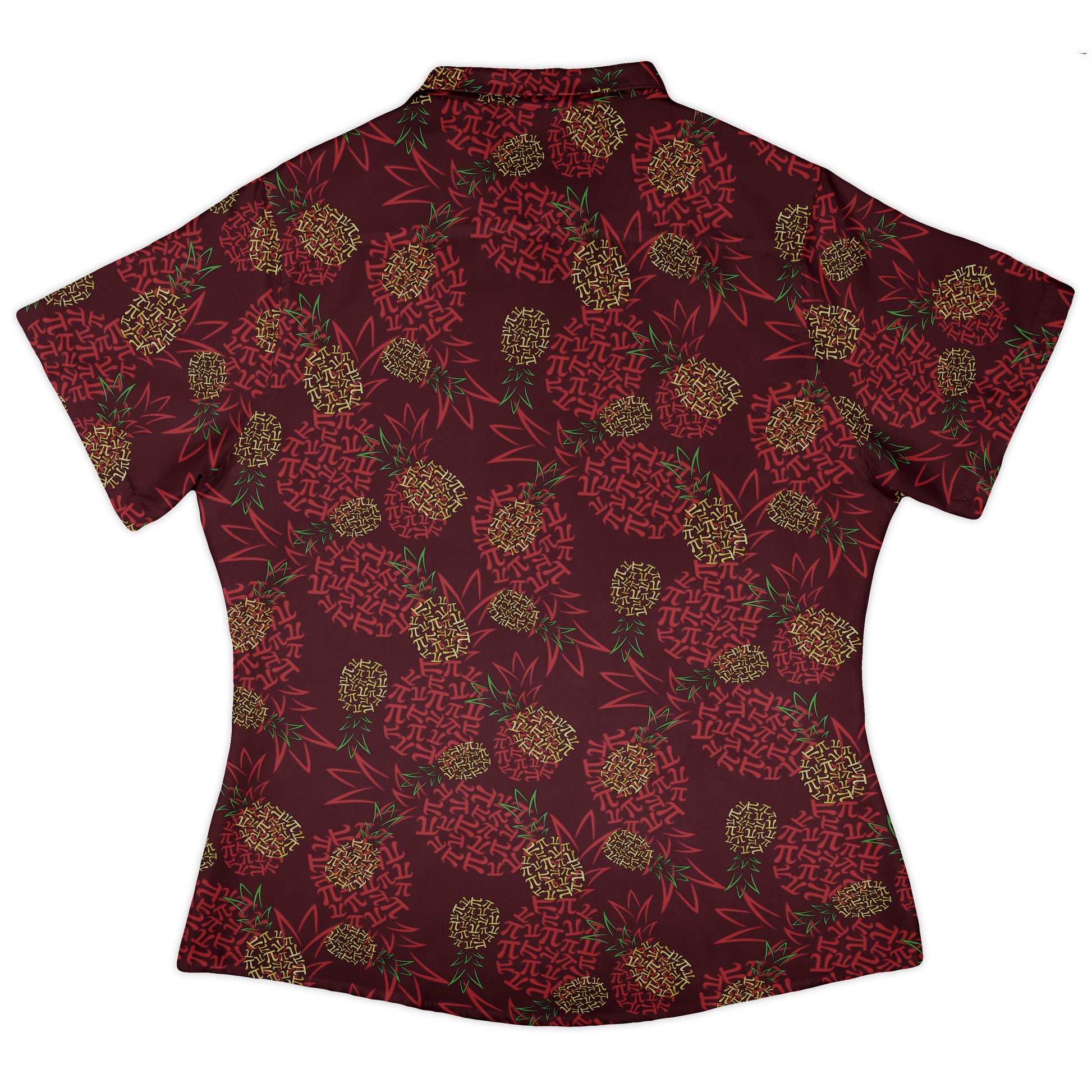 Pi Napple Red Curvy Button Up Shirt womens back