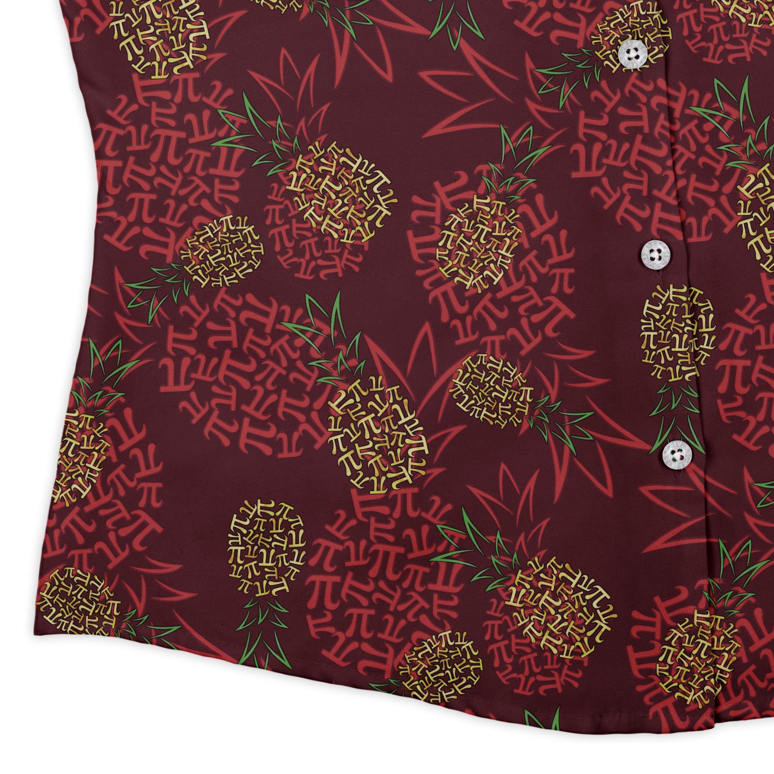 Pi Napple Red Curvy Button Up Shirt womens corner