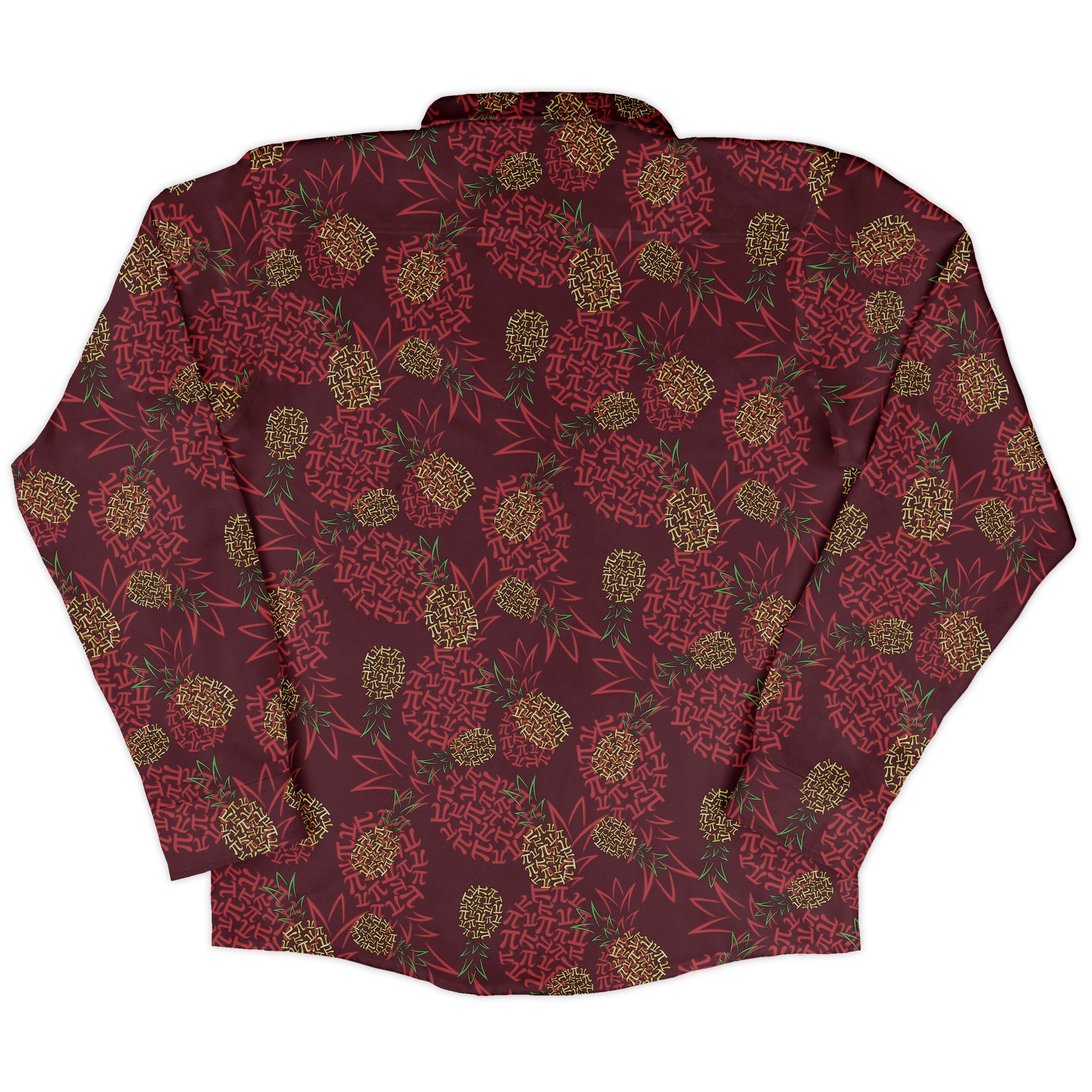 Pi Napple Red Long Sleeve Button Up Shirt back