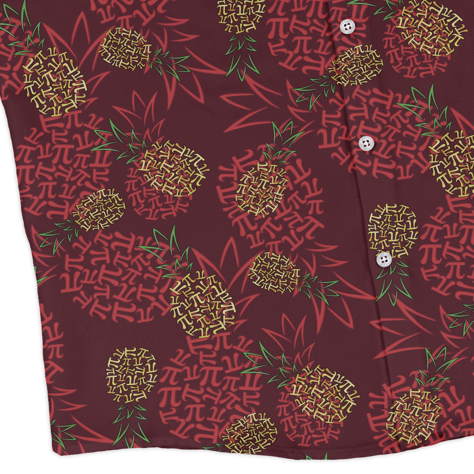 Pi Napple Red Long Sleeve Button Up Shirt corner