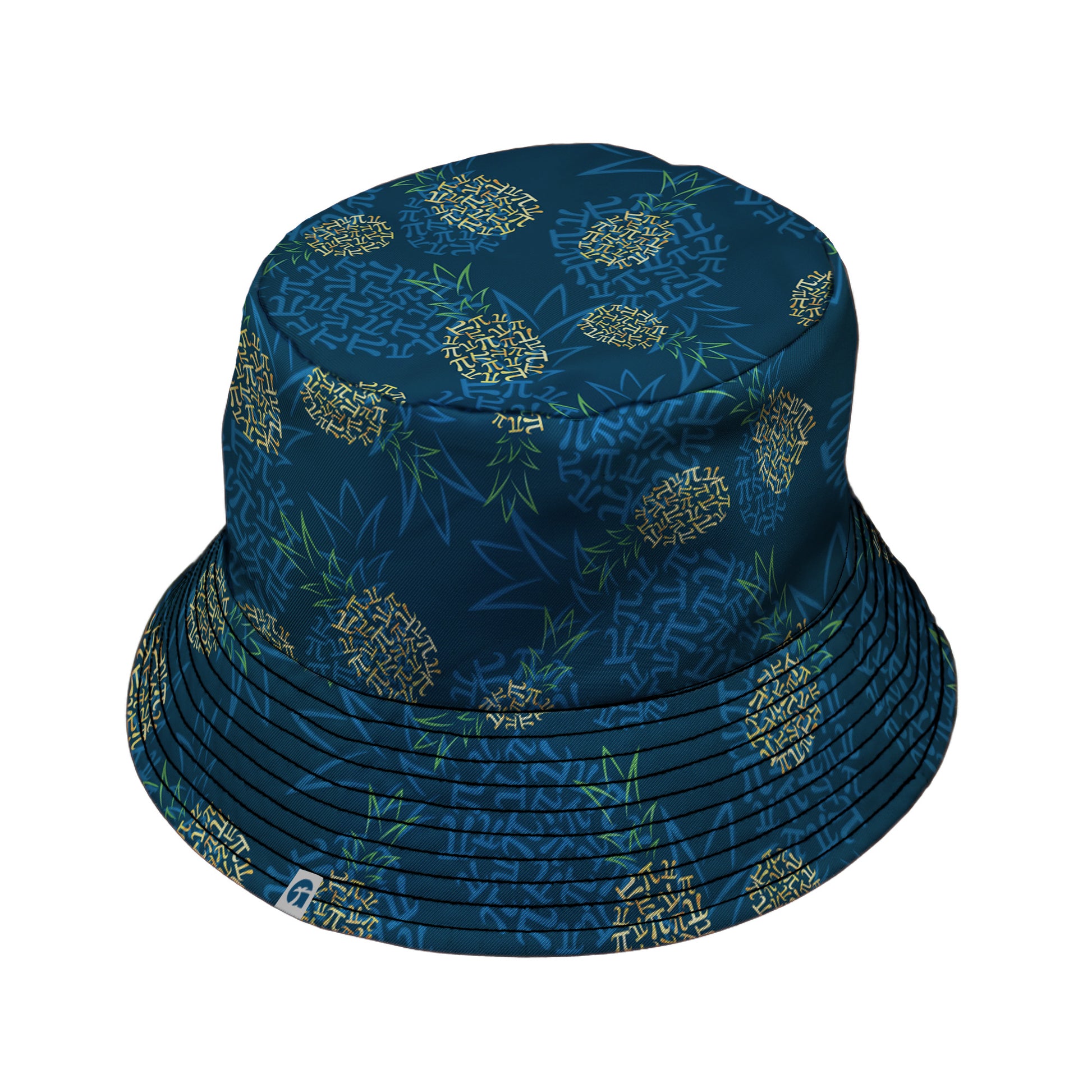 Pi Napple Teal Bucket Hat Black Stitching