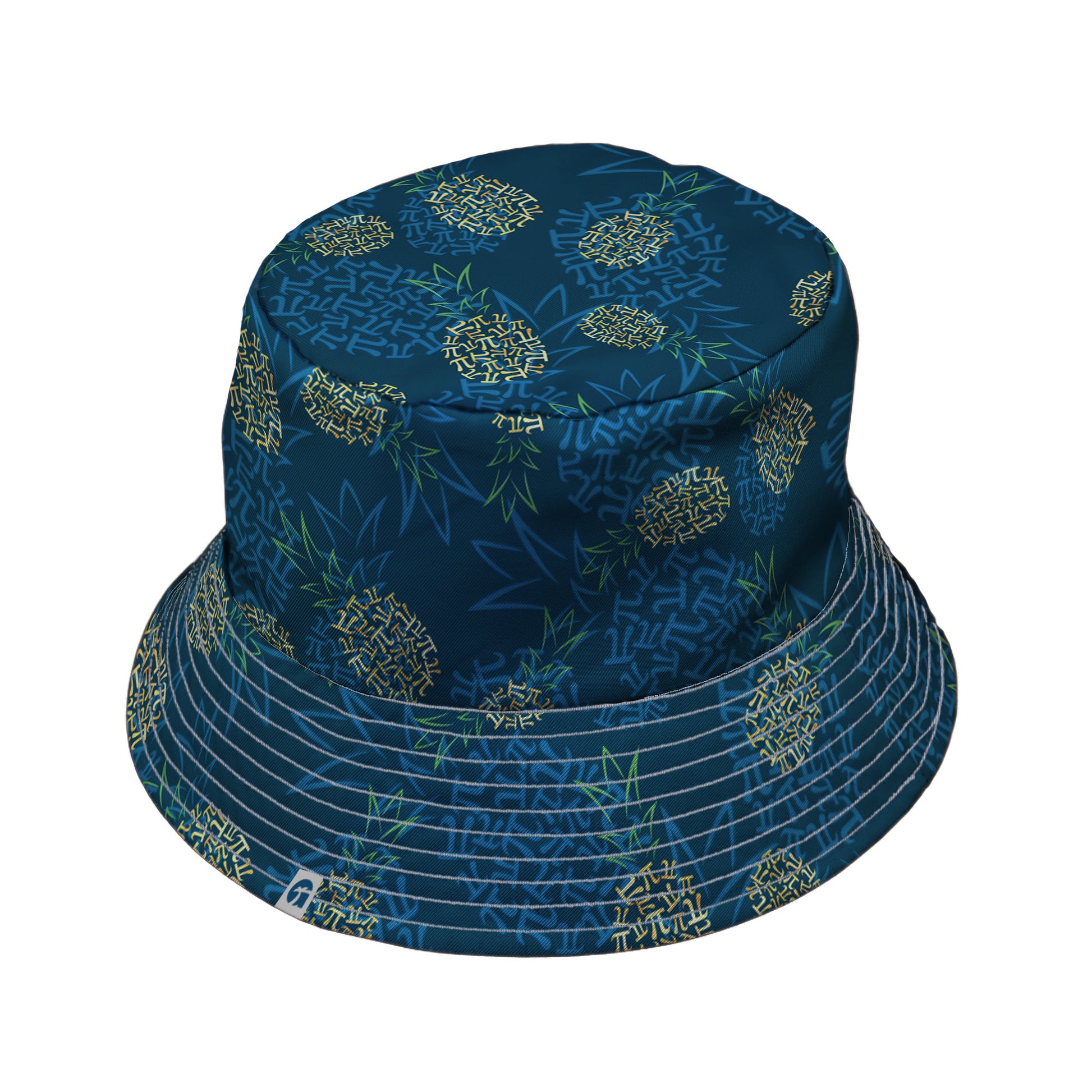 Pi Napple Teal Bucket Hat Gray Stitching