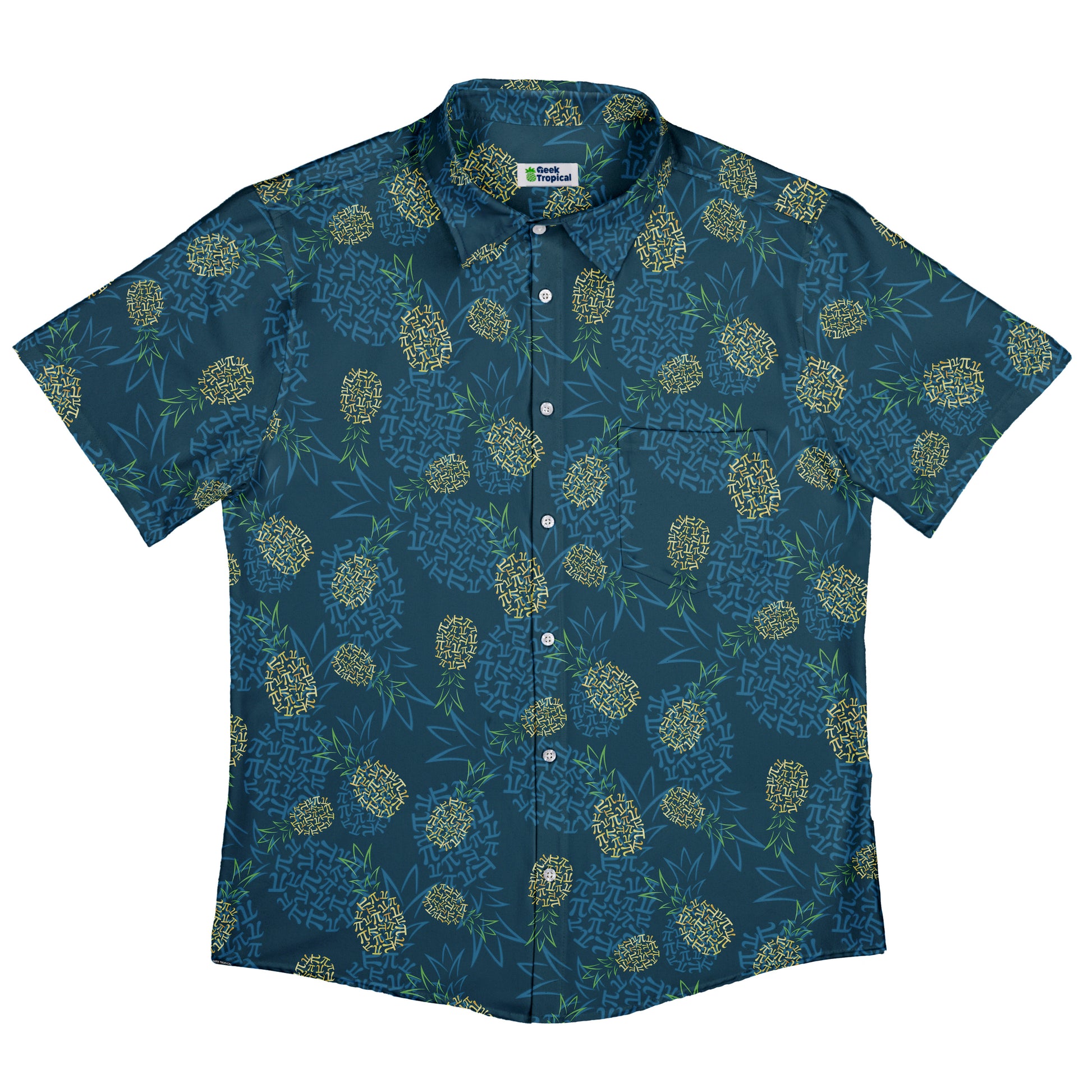 Pi Napple Teal Button Up Shirt Flat Front