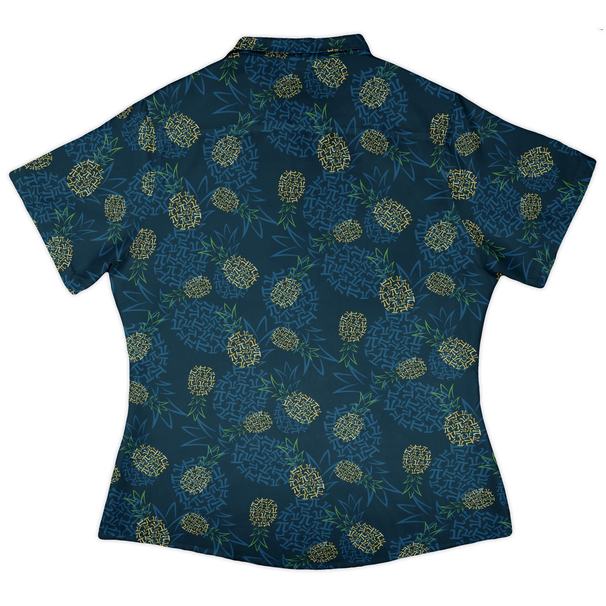 Pi Napple Teal Curvy Button Up Shirt womens back