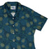 Pi Napple Teal Curvy Button Up Shirt womens top right